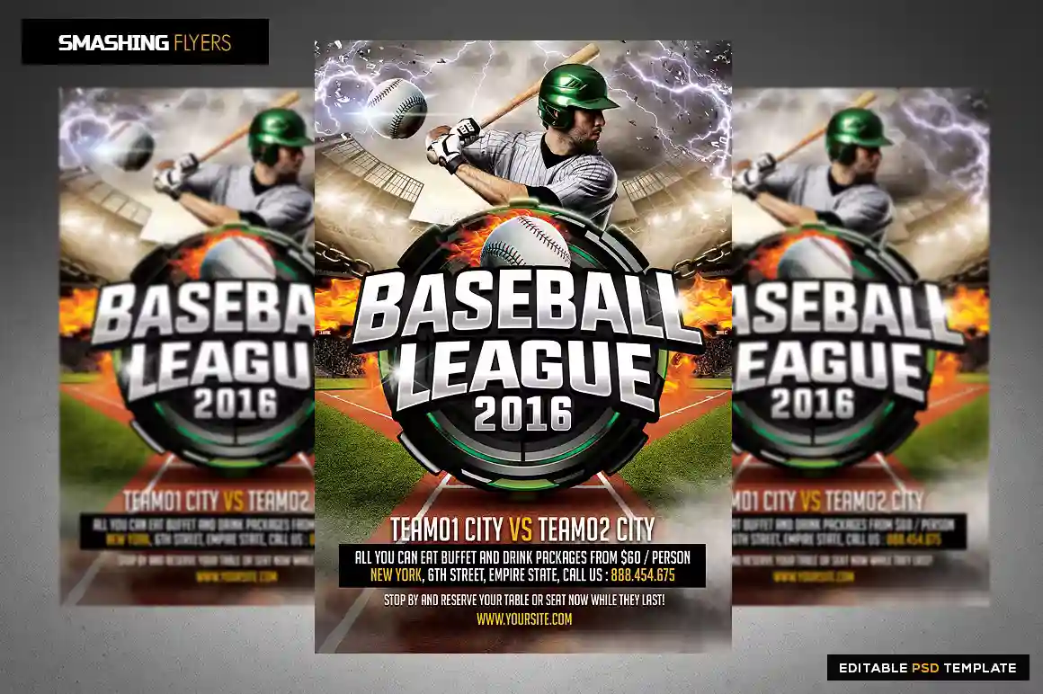 Baseball League Flyer Template