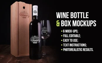Wine Bottle and Box Mockups