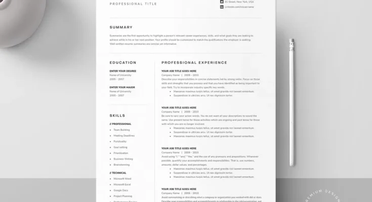 Resume Template Pack Word, Pages