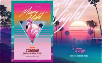 Miami Night 80's Synthwave Flyer