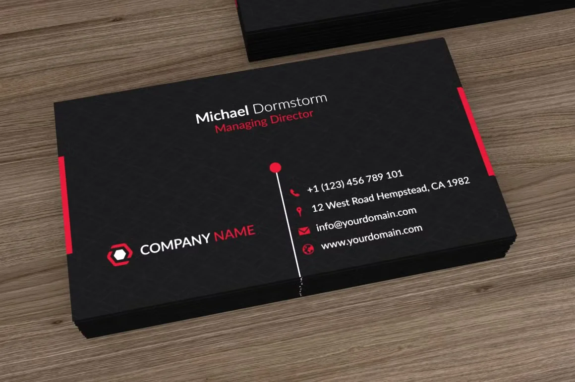 Black Red Corporate Business Card 2