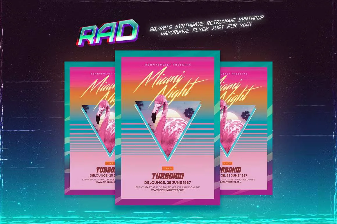 Miami Night 80's Synthwave Flyer 2