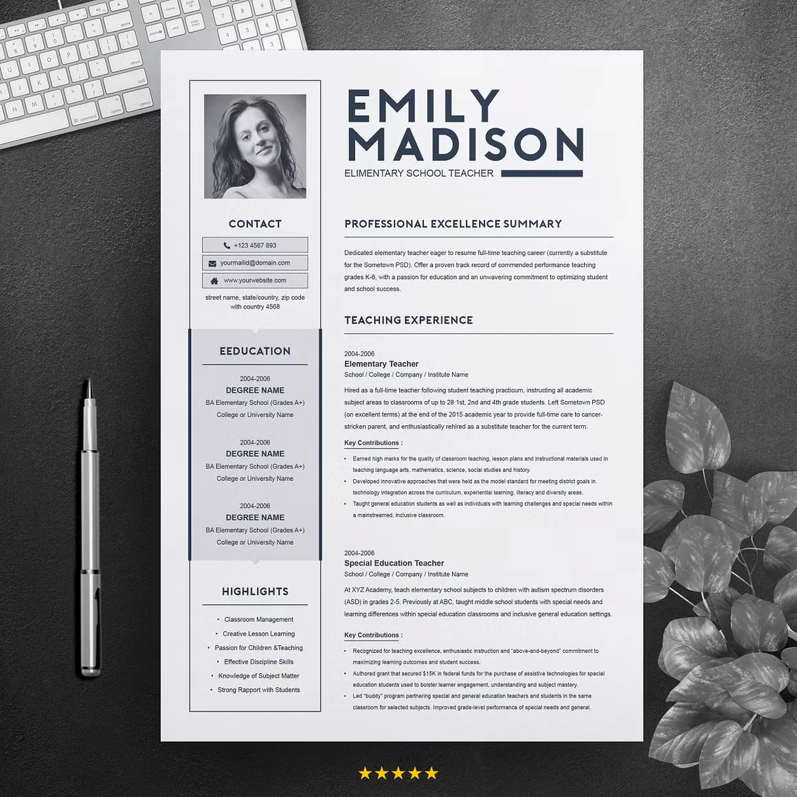 TEACHER Resume Template 2