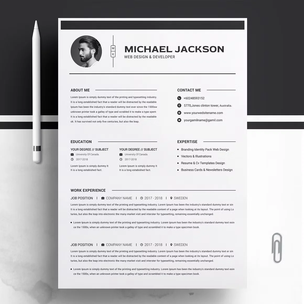 Clean Modern CV Template 2