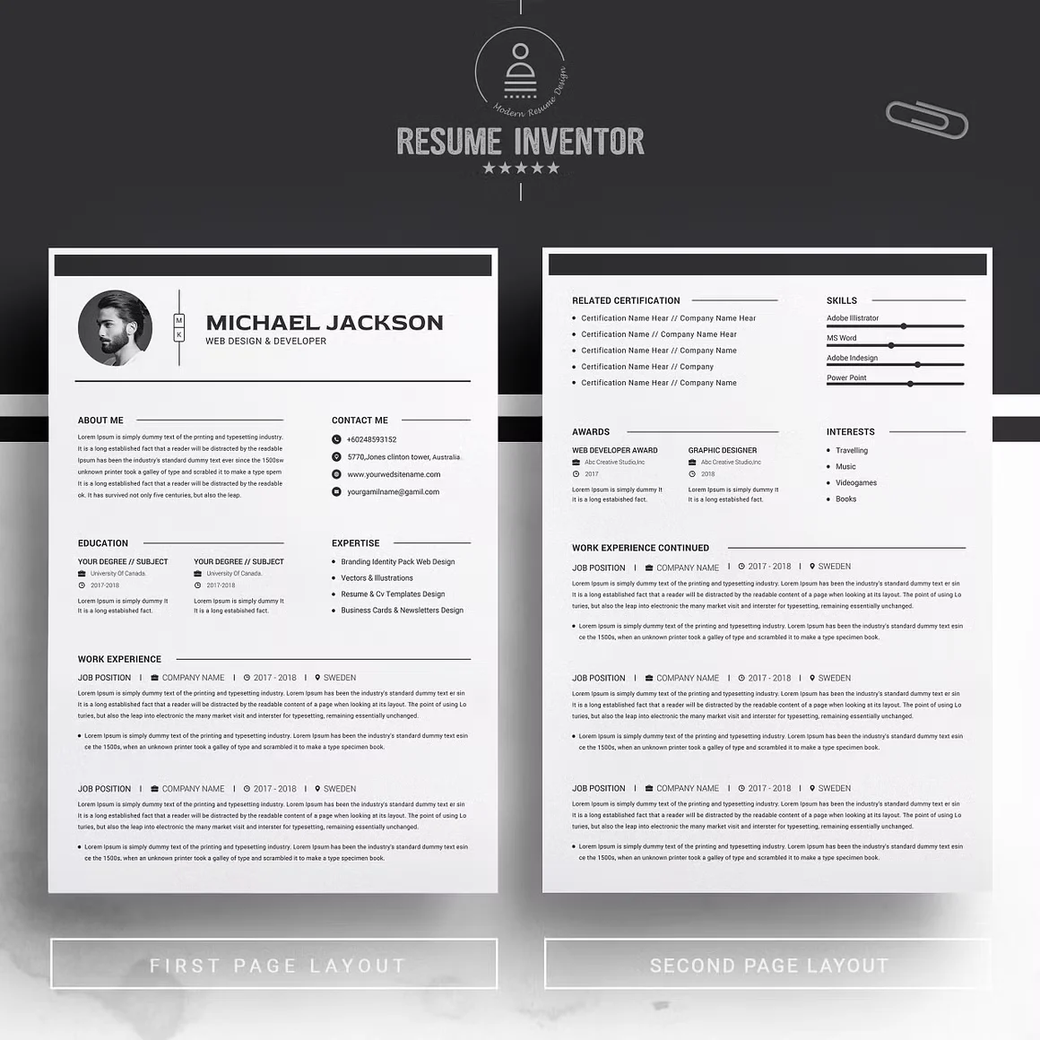 Clean Modern CV Template 3