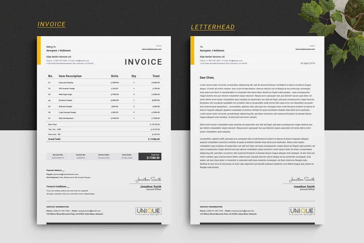 Invoice + Letterhead Template 2