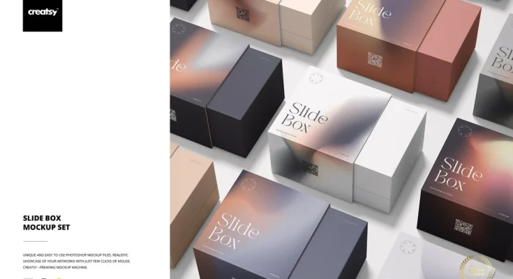 slide gift box mockup