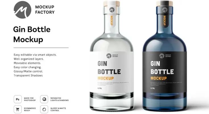 Gin Bottle Mockup