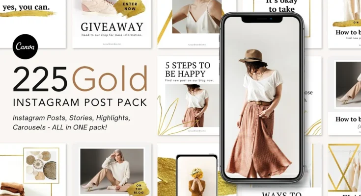 Gold Instagram Post Pack Canva