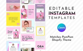Instagram Template Pink Canva Set