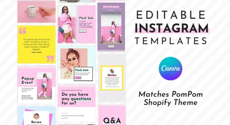 Instagram Template Pink Canva Set