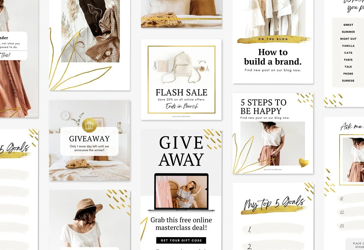 Gold Instagram Post Pack Canva 2