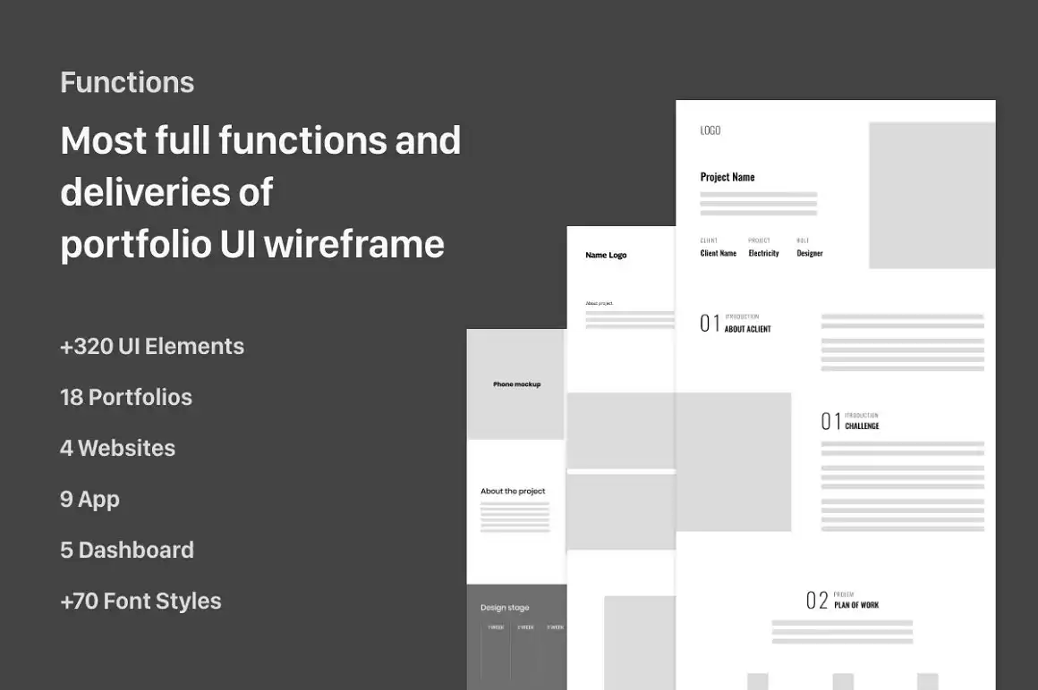 UI UX Design Portfolio Wireframe 4