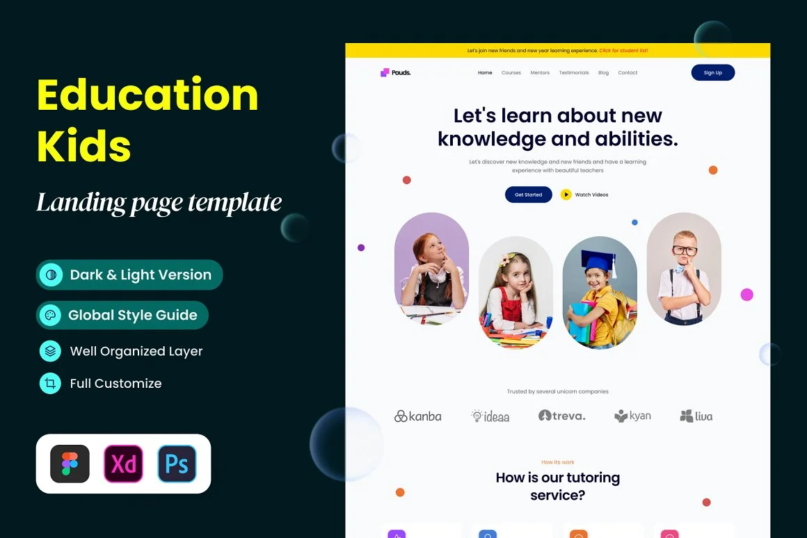 Education Kids Landing Page