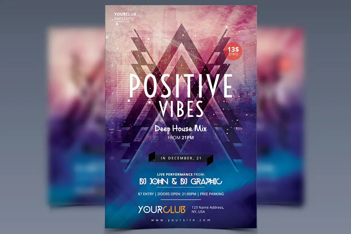 Positive Vibes Flyer PSD