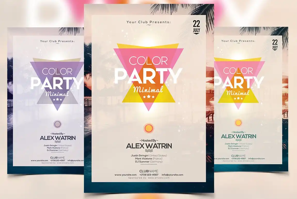 Color Party Minimal PSD Flyer