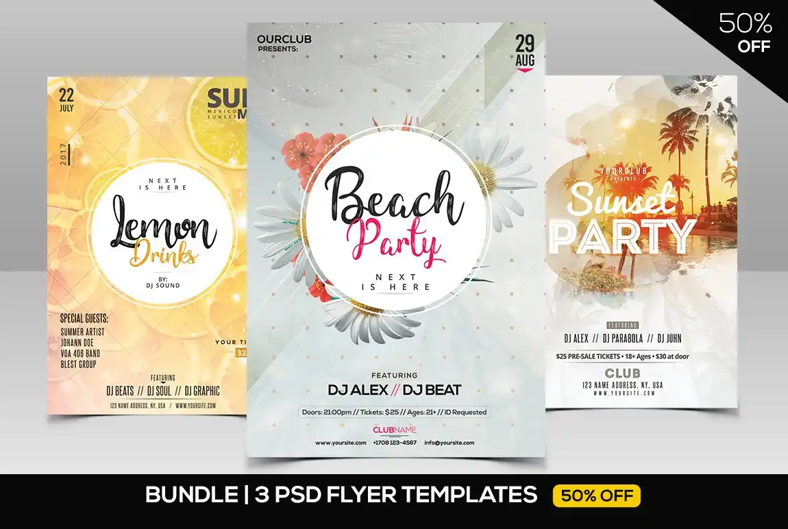 BUNDLE 3 PSD Summer Flyers 2