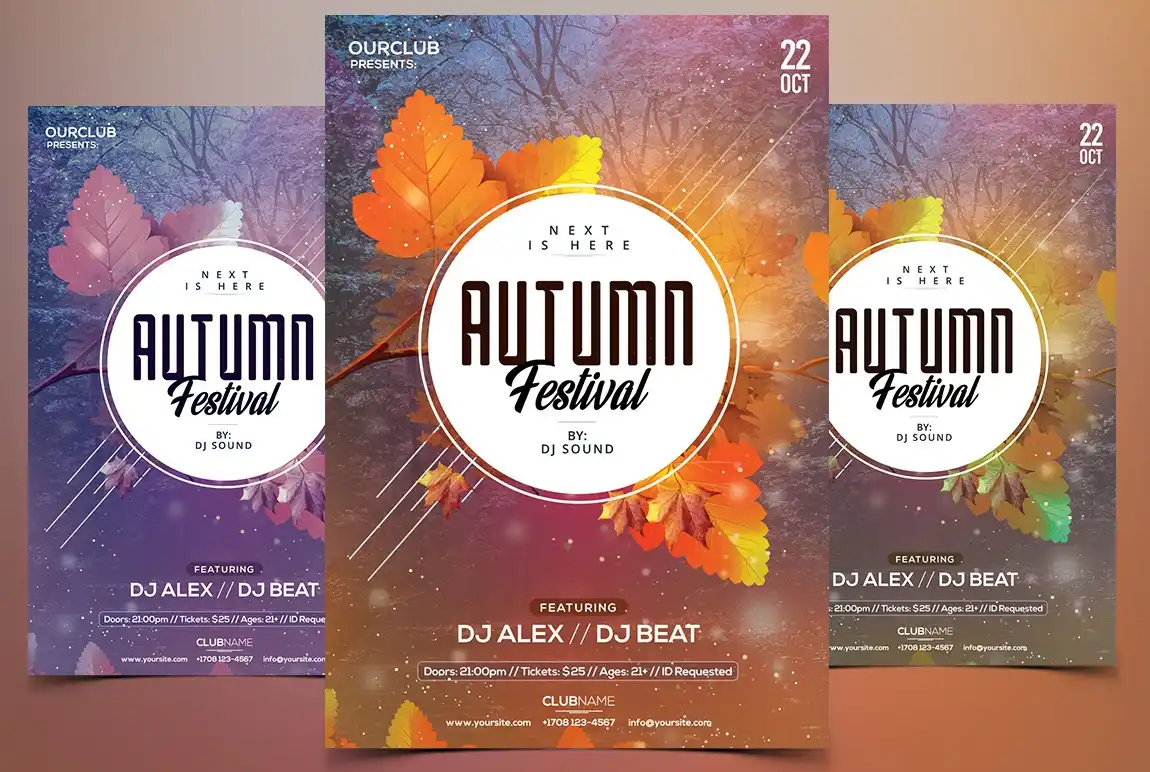 Autumn Festival PSD Flyer Template