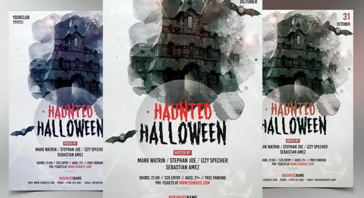 Haunted Halloween PSD Flyer