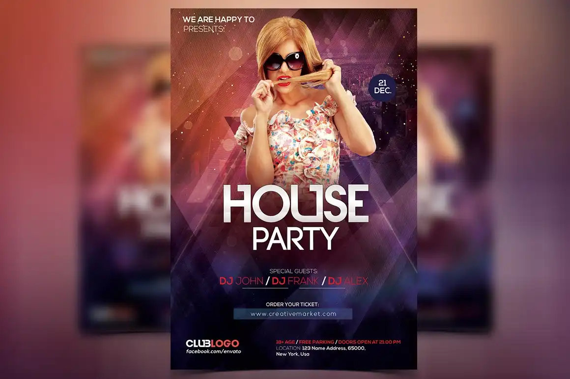 House Party Flyer PSD Design