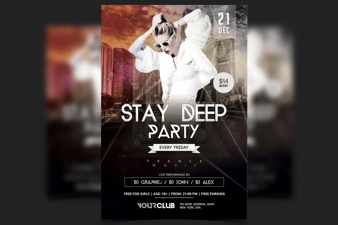 Stay Deep Party Flyer PSD