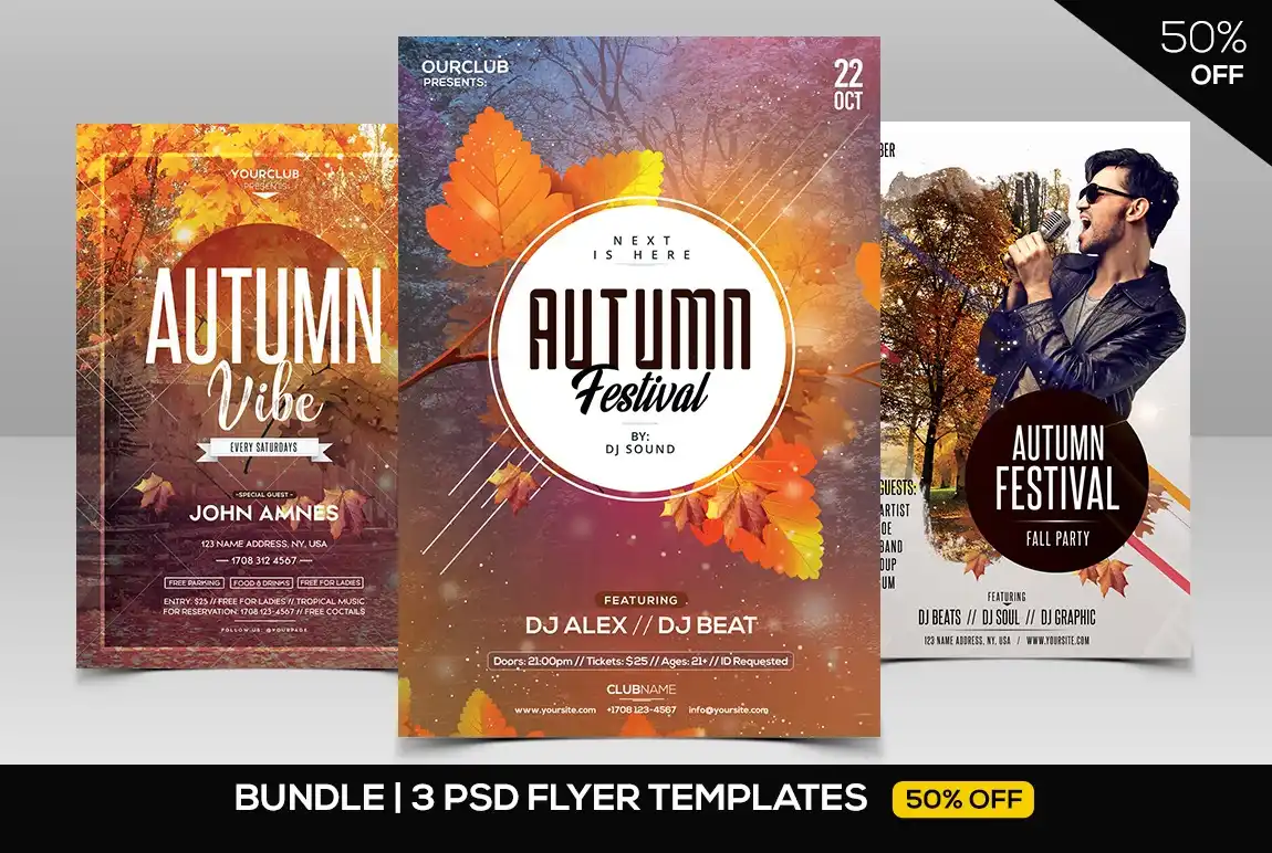 3 PSD Autumn Flyers