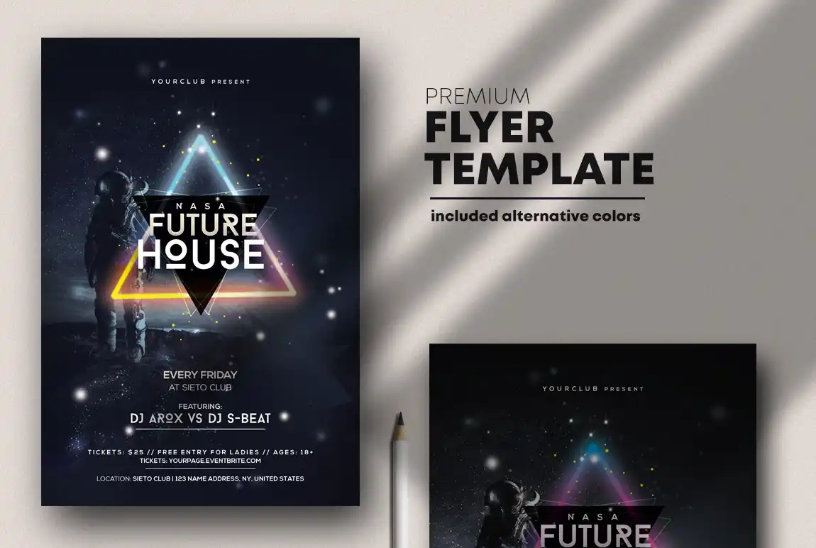 Future House Futuristic PSD Flyer