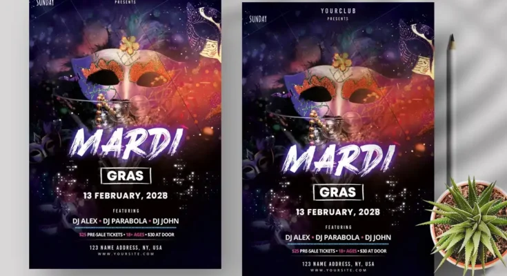 Mardi Gras Party Night Flyer