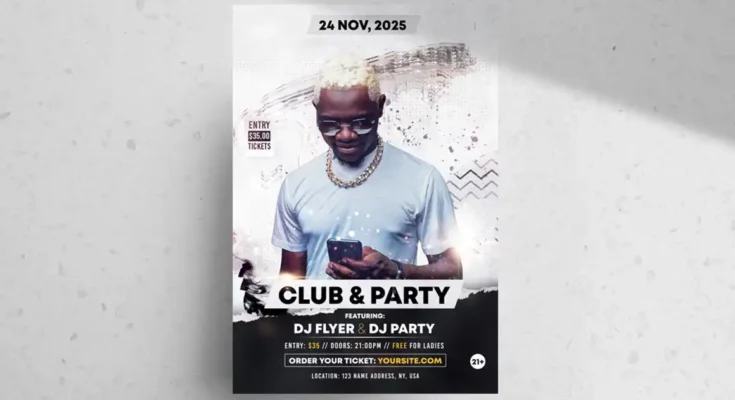 White Club Party Flyer Template