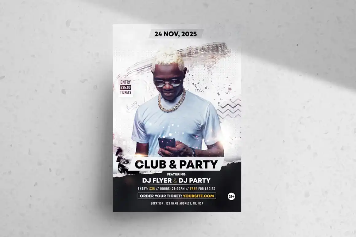 White Club Party Flyer Template