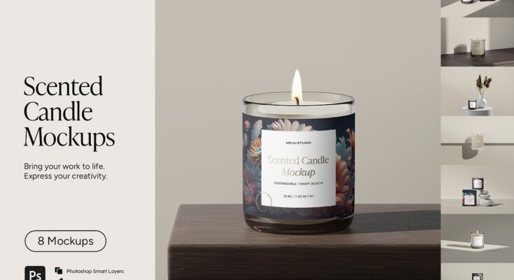 Glass Candle Mockup