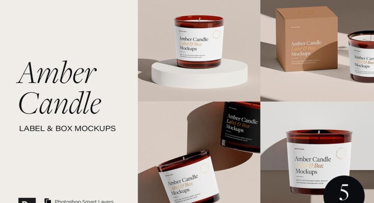 Amber Glass Candle Box Mockup