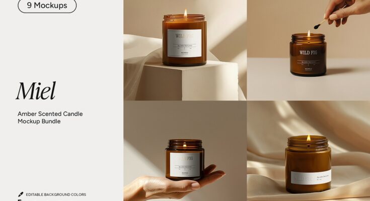 Amber Candle Mockup