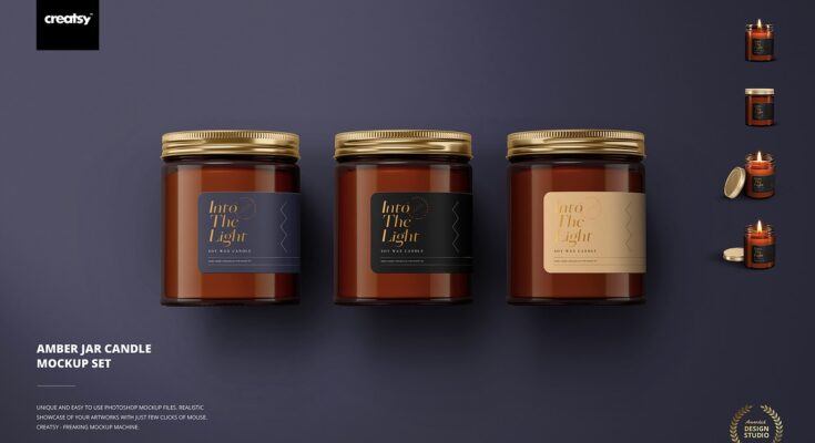 Amber Jar Candle Mockup