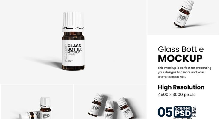 Glass Bottle Mockup PSD