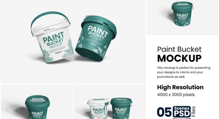 Paint Bucket Mockup Set