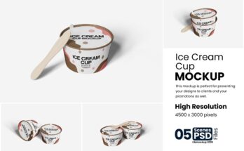 Ice Cream Cup Mockup Set
